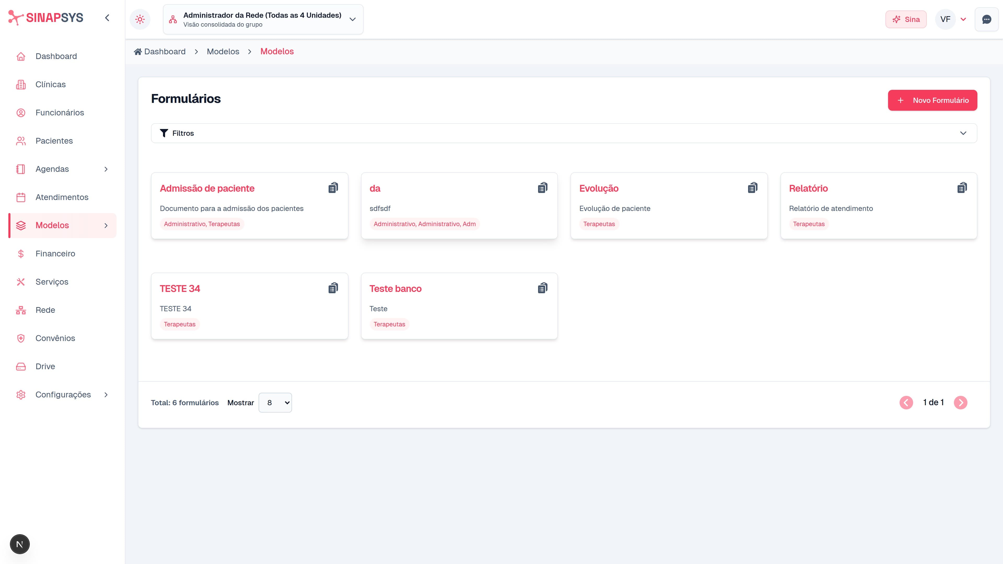 Documentos dinâmicos para diferentes especialidades no SinapSYS