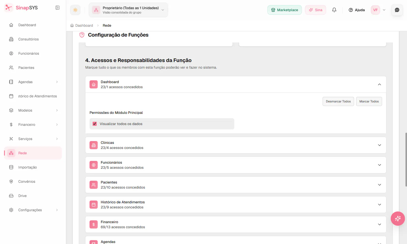 Controle de permissões e segurança no SinapSYS